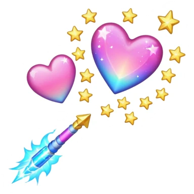 wand with a shooting star pink heart like the heart is the shooting star emoji sticker