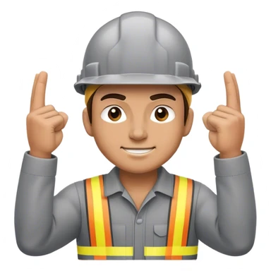 Worker with grey hard hat flexing sticker