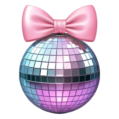 disco ball with a light pink bow on top sticker