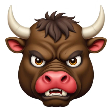 Generate a crazy bull, with a crazy face. Only face without body. sticker