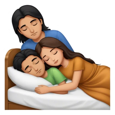 Caramel color latino Guy with long black hair sleeping with brown hair girl sticker