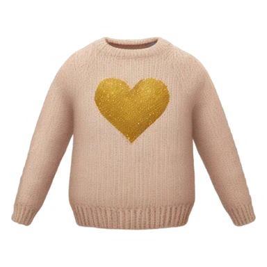 Knit sweater with golden heart glittery design sticker