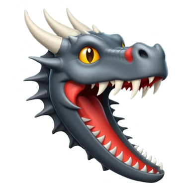 iOS style emoji, minimal dragon fang, dark fantasy object sticker