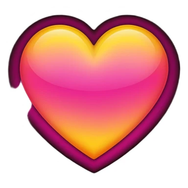 Bright yellow to orange to dark pink double gradient double heart sticker