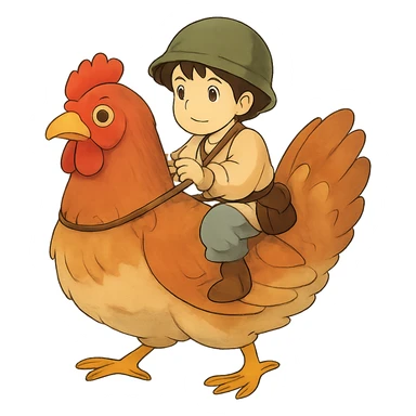 ghibli style chicken jockey sticker