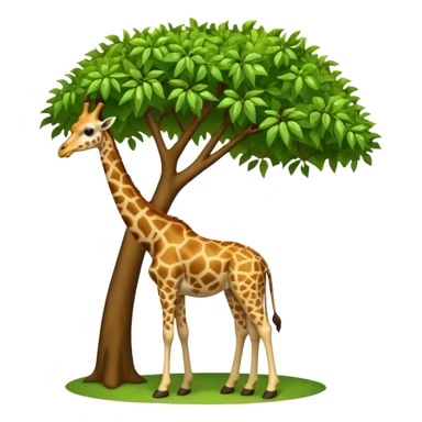 giraffe eating leaves from a tree sticker