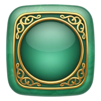 Jade and gold filigree style rounded square icon button sticker