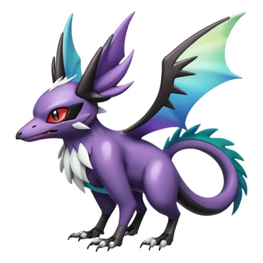 Shiny Noibat-Noivern-Mightyena-Silvally-Fakémon-hybrid-creature (full body)  sticker