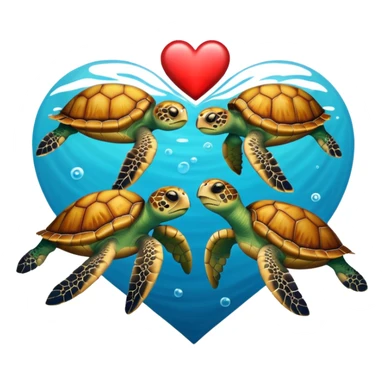 Sea turtles with heart sticker