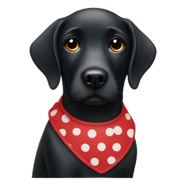 Black lab wearing a red polka dot dress sticker