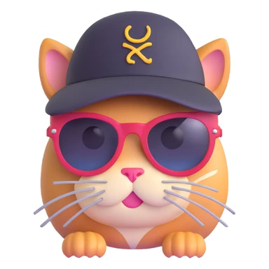 cat wearing sunglasses and a hat sticker