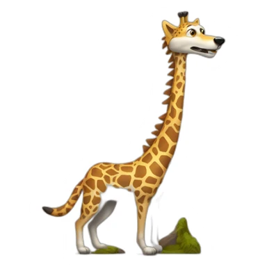 un loup sur une girafe sticker