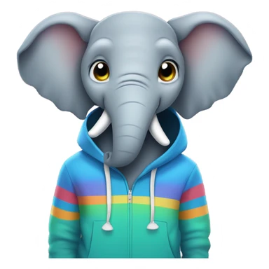 Elephant wearing hoodie sticker
