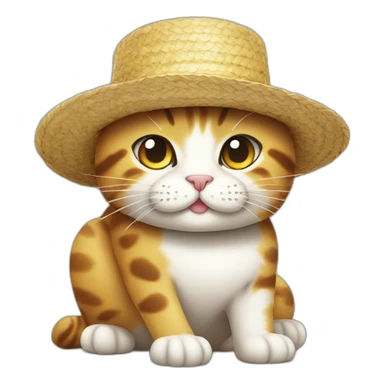 One Piece cat with straw hat sticker