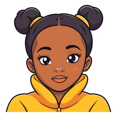 Black girl nasty big two buns for hair sticker