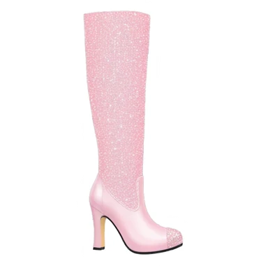 Pastel pink bling knee heel boots sticker