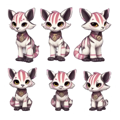 cute Kawaii edgy shy fantasy animal fursona Fionbri Vernid creature by griffsnuff & LiLaiRa & Falvie with with cool stripe patterns full body sticker