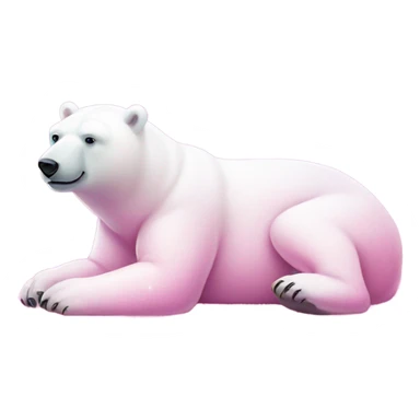 Pink full body  polar bear lying down with glitter sticker