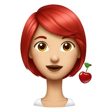 Woman with cherry hair sending a kiss sticker
