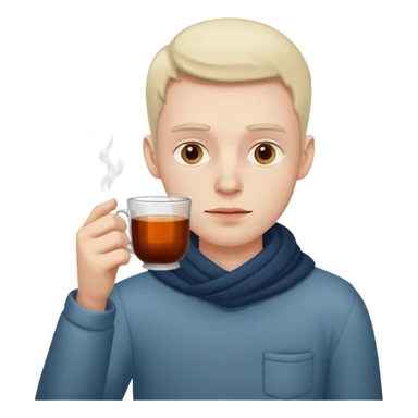 sick man drinking hot drink sticker