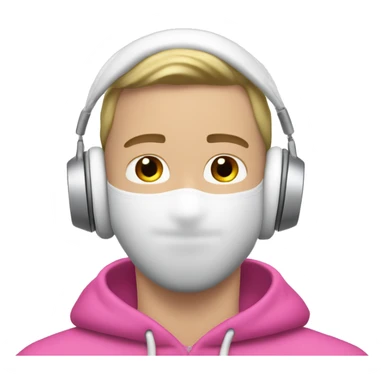 white guy in pink balaclava listening to music on Silver AirPods Max sticker
