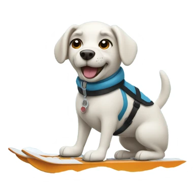 A dog skiing with a mountain in the backround sticker