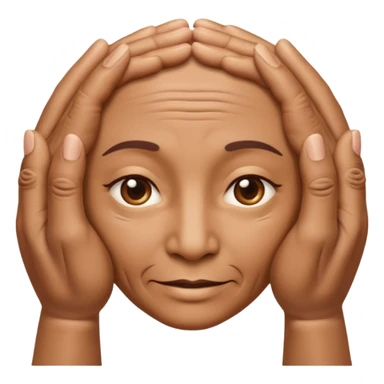 Simple emoji of a face with wrinkles being smoothed by hands,
both hands gently stretching the skin,
wrinkles visible on one part and smooth skin on the other,
clear wrinkle-reducing effect,
simple and easy-to-understand icon,
no beauty or medical elements

 sticker