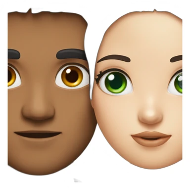 A man with blue eyes and black hair and a girl with green eyes and Brown hair sticker