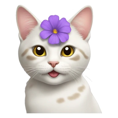 Cat whit a Lila flower in her mouth  sticker
