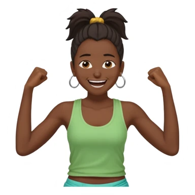 Baiza Ethiopian, dark hair Oldest but immature, no filter, funny Pose: laughing wildly, arms flailing age 21, hair in pony tail sticker