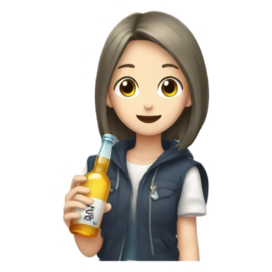 Anime girl Holding a bottle in his hand  sticker