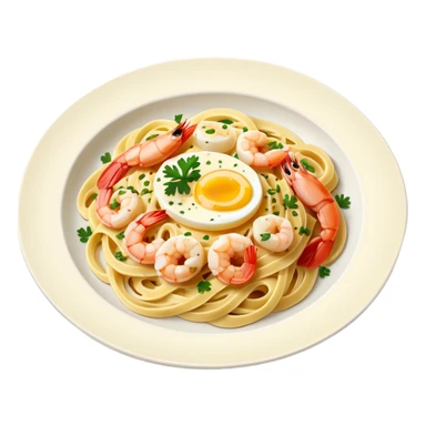 traditional italian carbonara with shrimp sticker