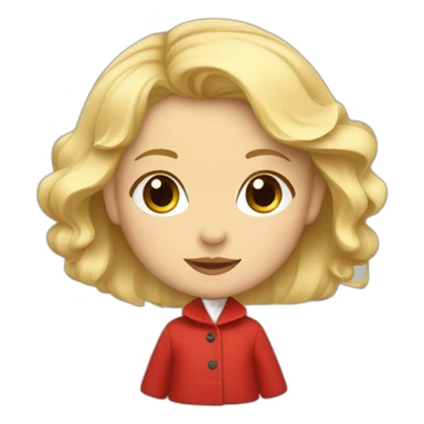 bébé fille blonde décoiffée avec une feuille d’érable rouge sur son manteau  sticker