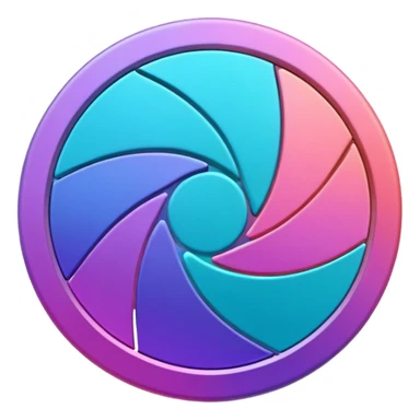 Credit coin in gradient of turquoise, blue, pink, purple, and coral as the main surface 3d rotate sticker