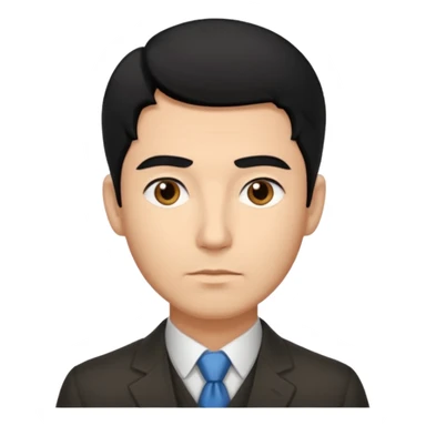 emoji of a 30-year-old man, mature appearance, gentleman features, black hair, thoughtful expression sticker