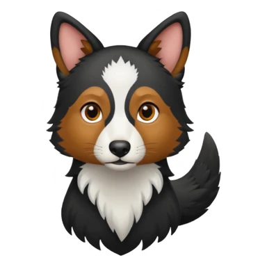 berger australien avec le corps noir et le bout de la queue  et la tete blanche sticker