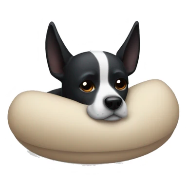 Black dog with pointy ears sleeping sticker