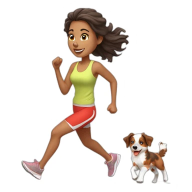 jogging woman with red merle Australian Shepherd sticker