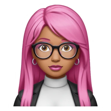 Rapper Nicki Minaj pink hair wear glasses sticker