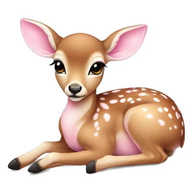cute baby deer curled up laying down wearing pink skirt  sticker