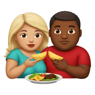 Fat Mexican woman and fat light skinned black guy eating together sticker