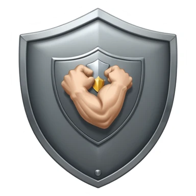 Steel gray shield with bicep flex icon sticker