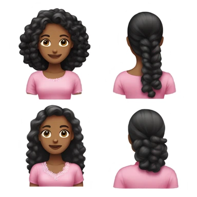 uma menina negra de cabelos enrolados e castanhos claros com um laço rosa e uma roupa elegante e rosa sticker