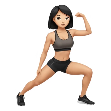 Tan woman with black hair pushing butt outward bent at waist sticker