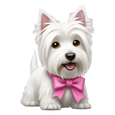 West Highland White Terrier dog with a pink bow on the ear sticker