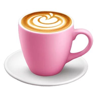 hot coffee with latte art in a pink mug sticker