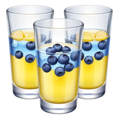 Four shot glasses with blueberry lemon drop in them  sticker