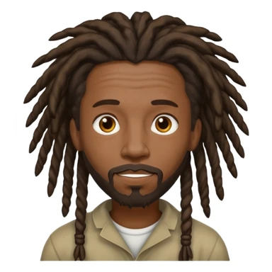 Hazme un emoji de un hombre negro con rastas y una pequeña perilla sin bigote sticker