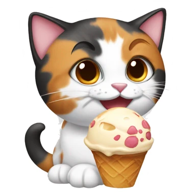 calico cat with icecream  sticker