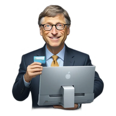 bill gates holding a PC sticker